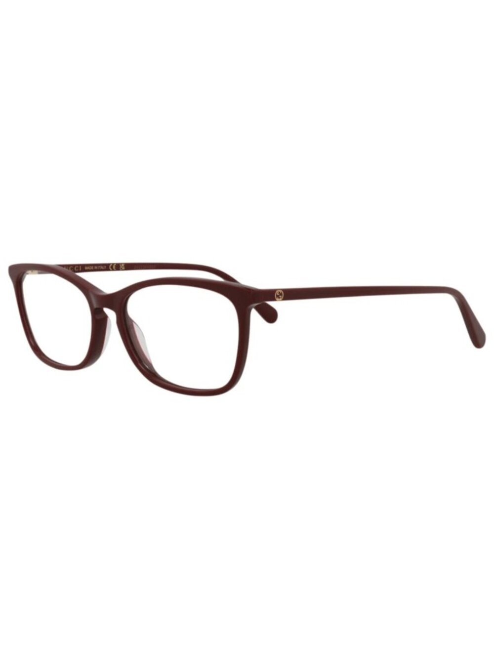 New Gucci Women's Eyeglasses Square Rectangle Acetate Frame Burgundy Burgundy